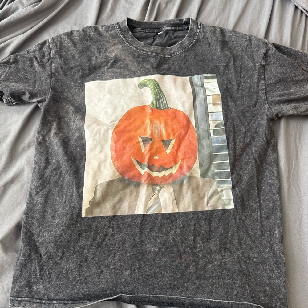 Black Graphic Pumpkin Head Tee